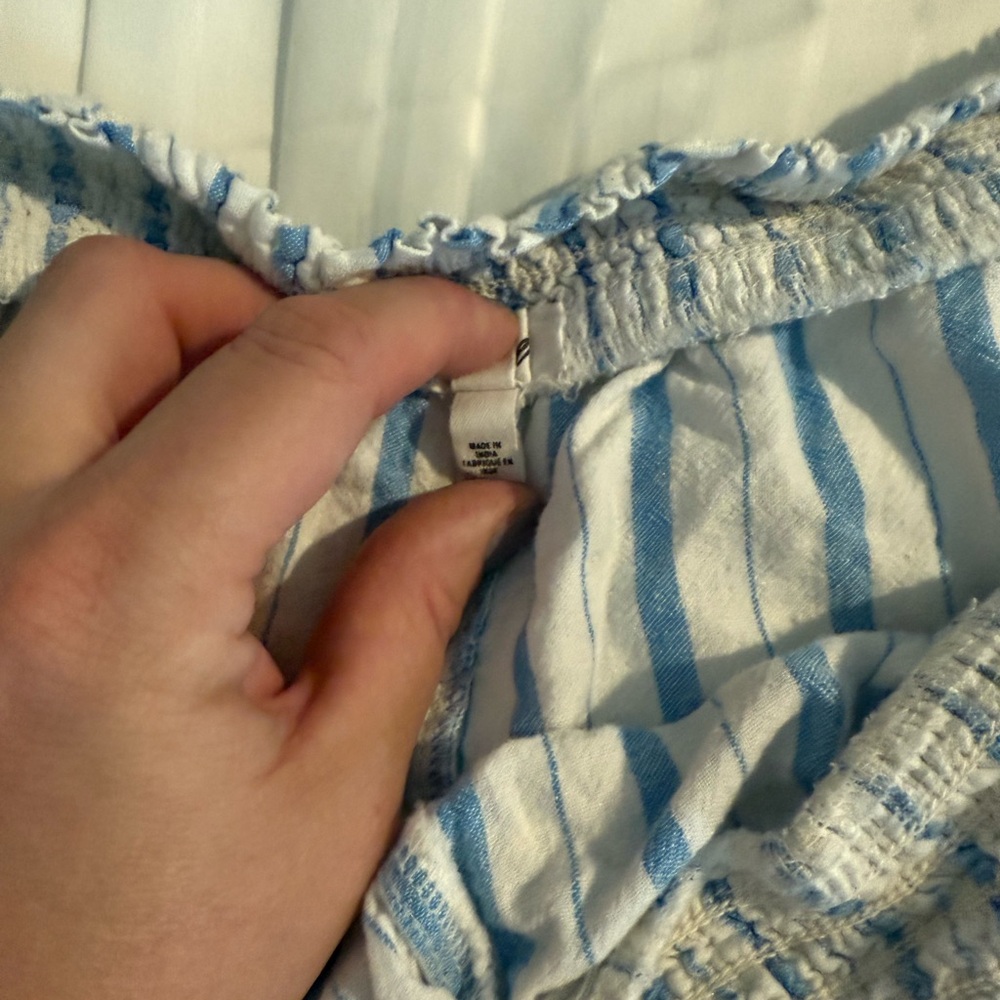 Striped Blue and White Women's Swimsuit Cover Up Shorts - Picture 2 of 5